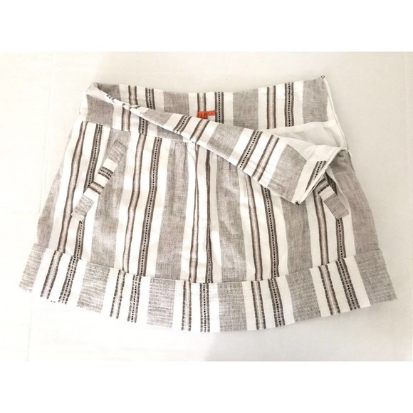 BCBGMaxazria | Womens Size 8 Striped Pencil Skirt Linen Short Mini White Gray - Picture 3 of 7